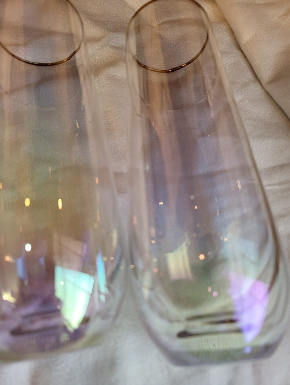 Rainbpw Iridescent Stemless Champagne Flutes – Set of 2